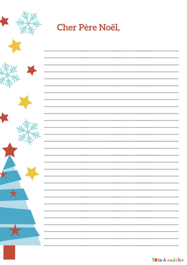 Le papier à lettre de Noël avec des lignes à imprimer