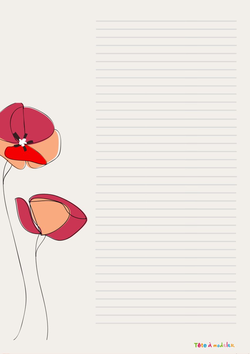 Papier à lettre coquelicots
