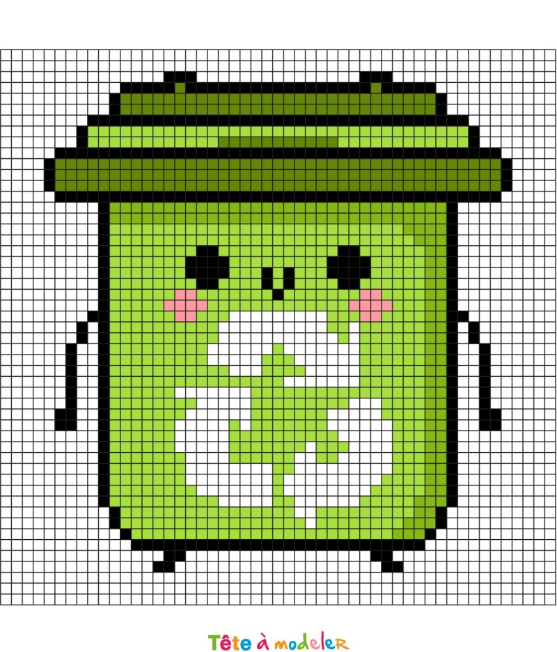 Pixel Art poubelle de tri sélectif