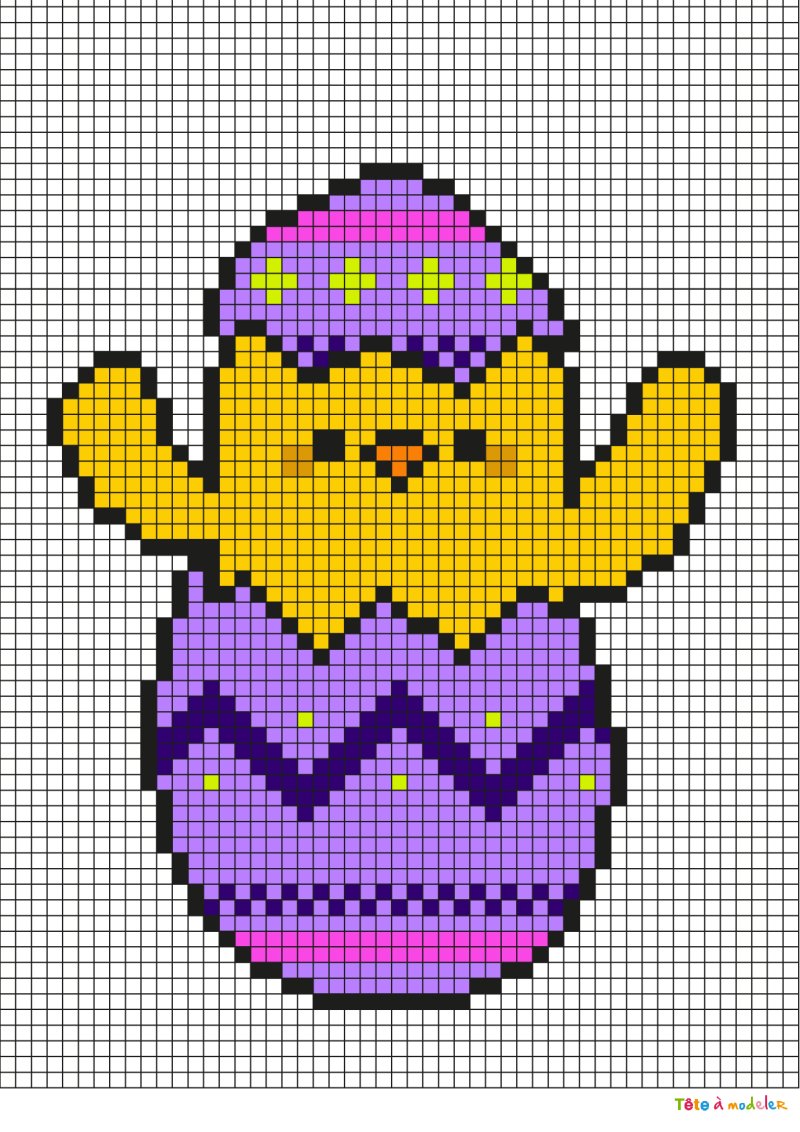 Pixel Art poussin de Pâques