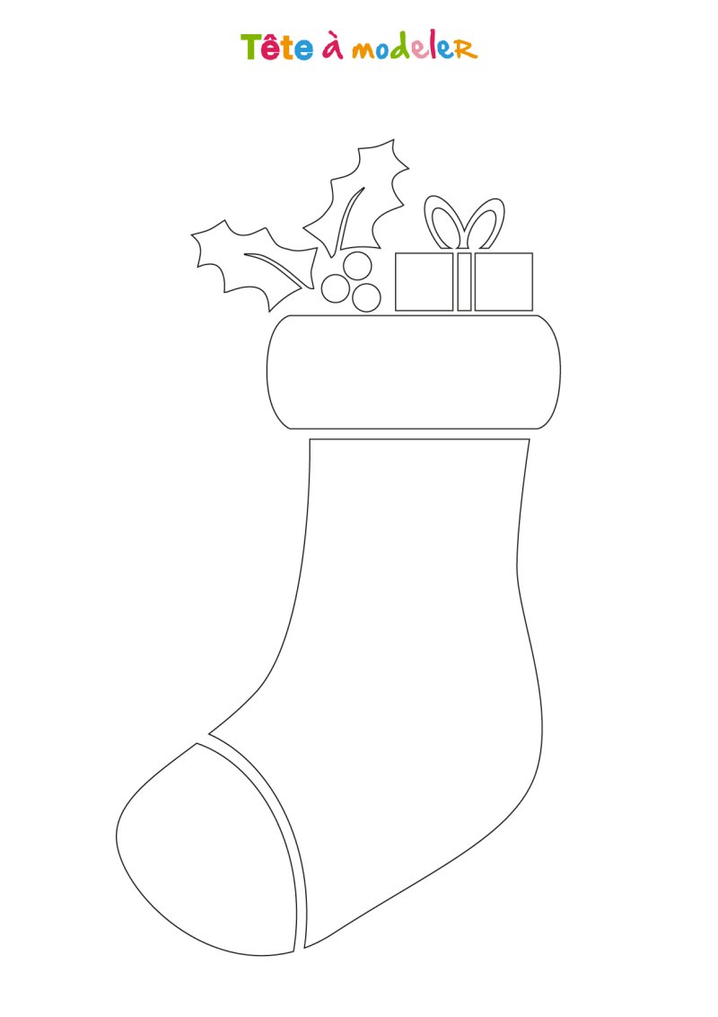 Pochoir Chaussette de Noël à imprimer