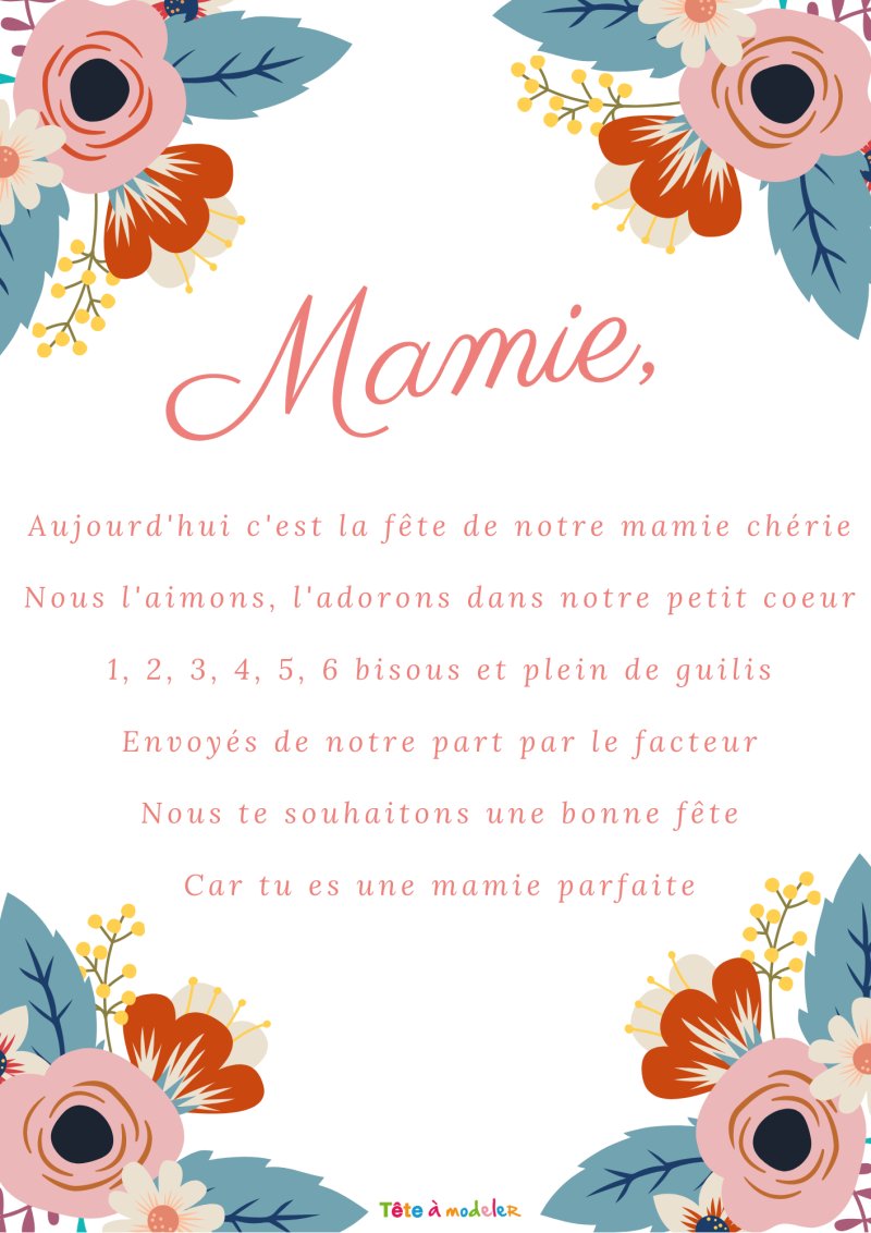 Poème pour mamie à offrir