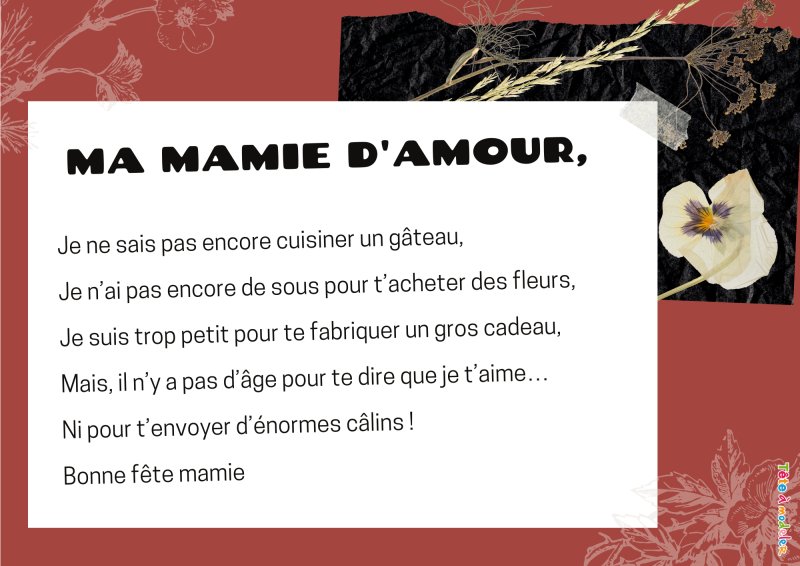 Poème pour une mamie d'amour