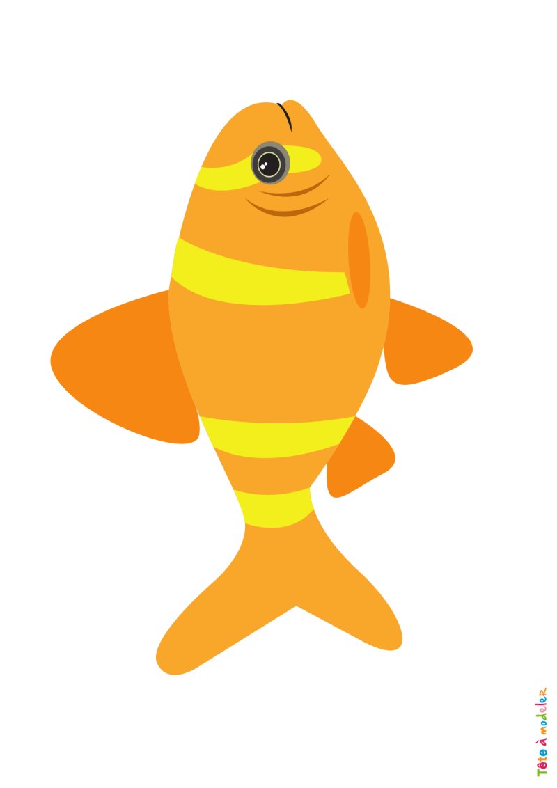 Poisson orange à rayures jaunes à imprimer