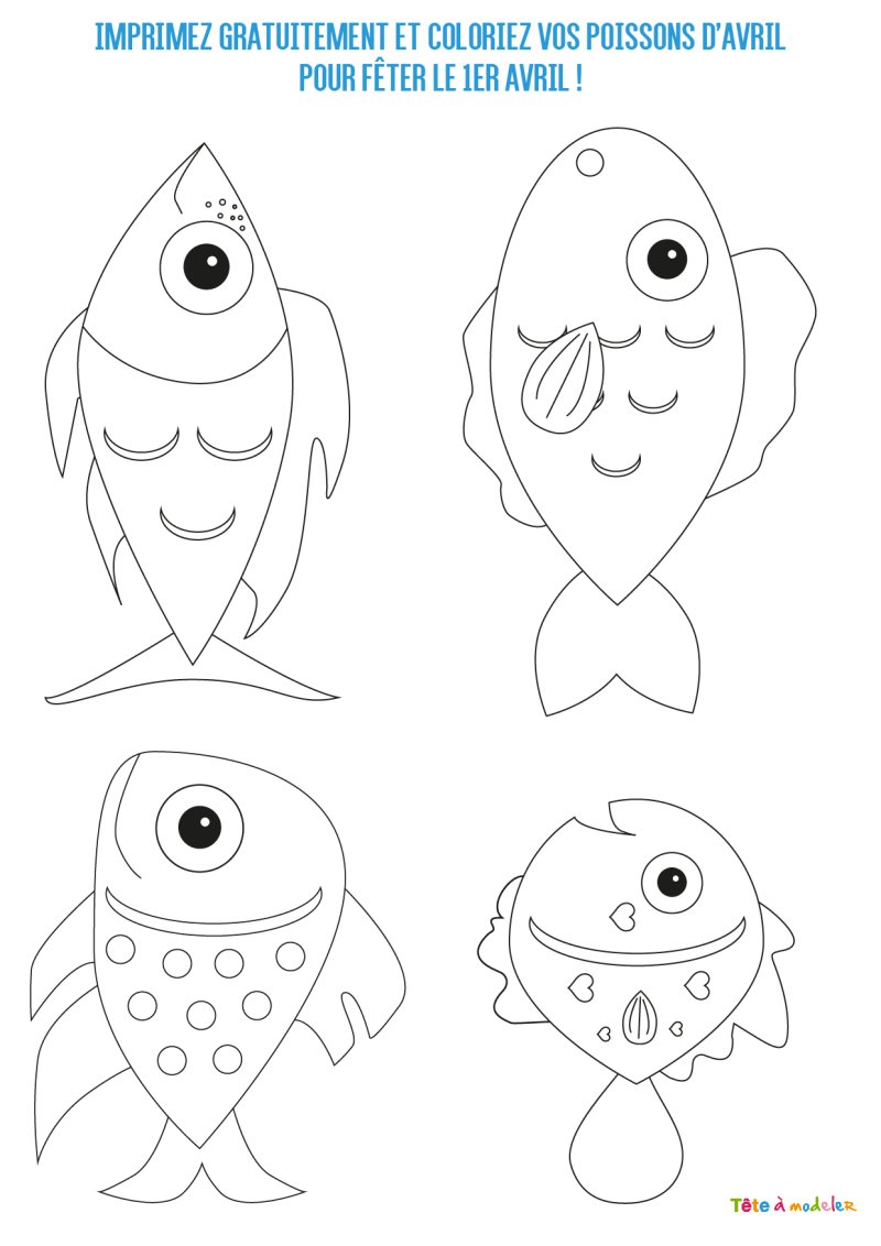 Poissons d'avril à imprimer et colorier