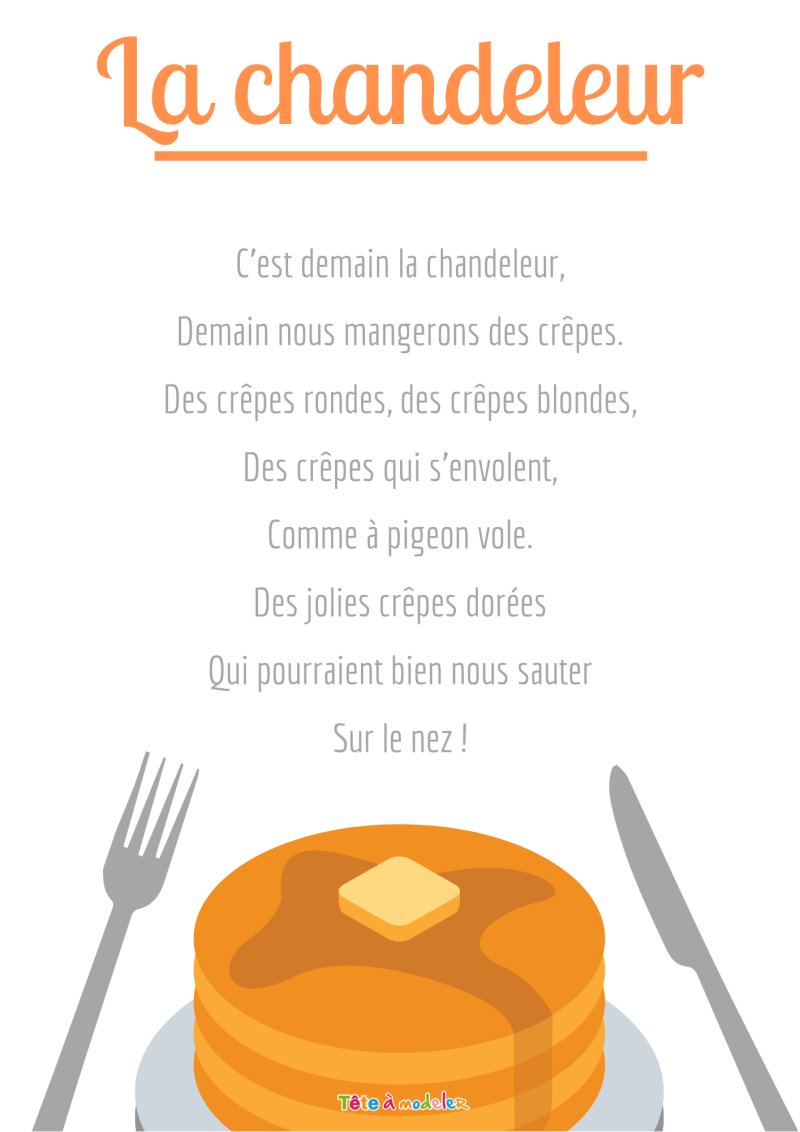 Poésie de la chandeleur, le texte à imprimer