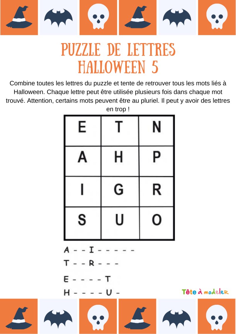 Puzzle de lettres de la peur !