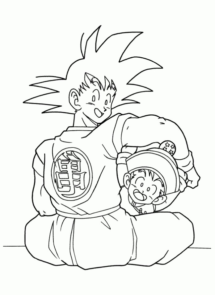 Coloriage de Sangohan et Sangoku