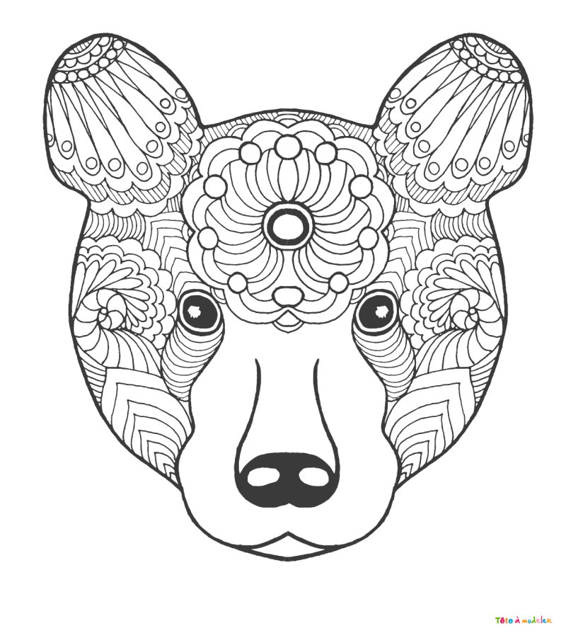 tête d'ours en mandalas
