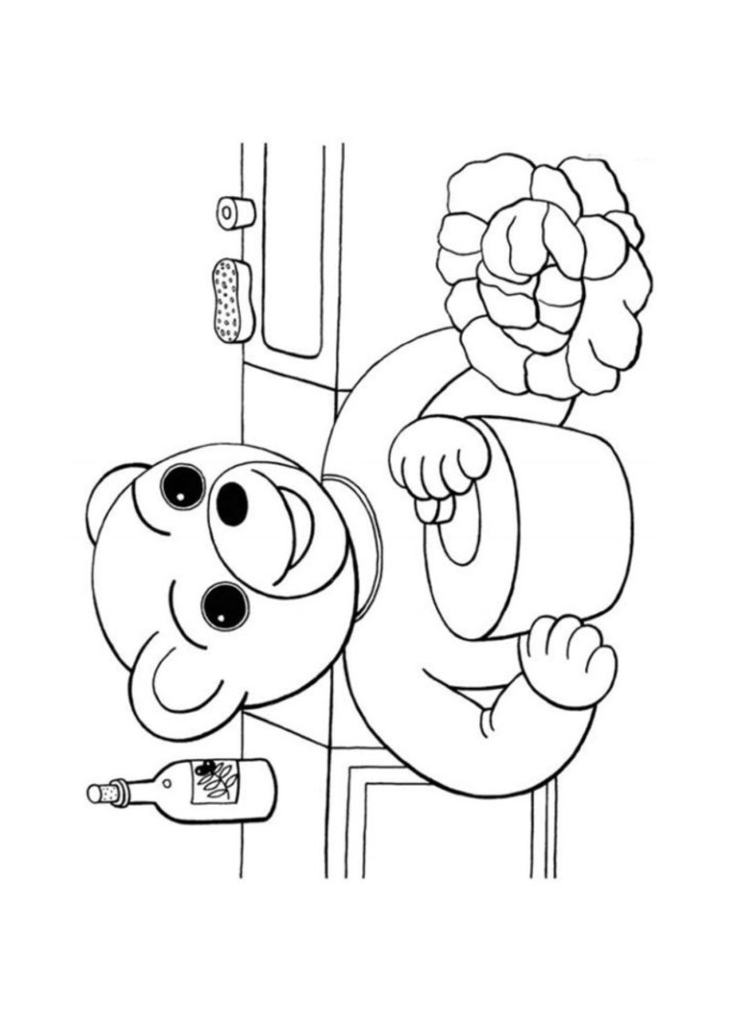 Un coloriage de Petit Ours Brun qui cuisine