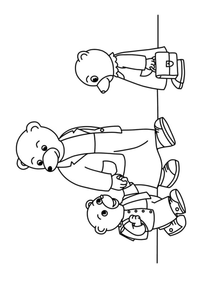 Un coloriage de Petit Ours Brun va à l'école