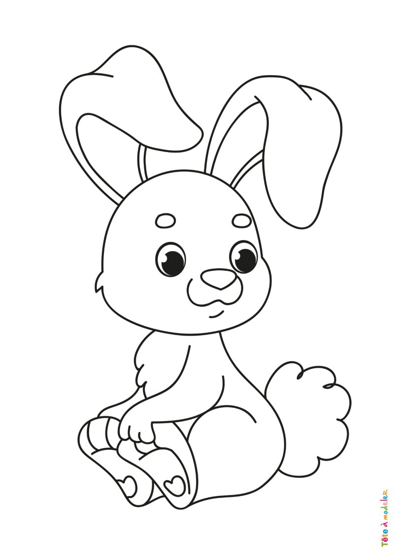 Coloriage d'un lapin aux grandes oreilles