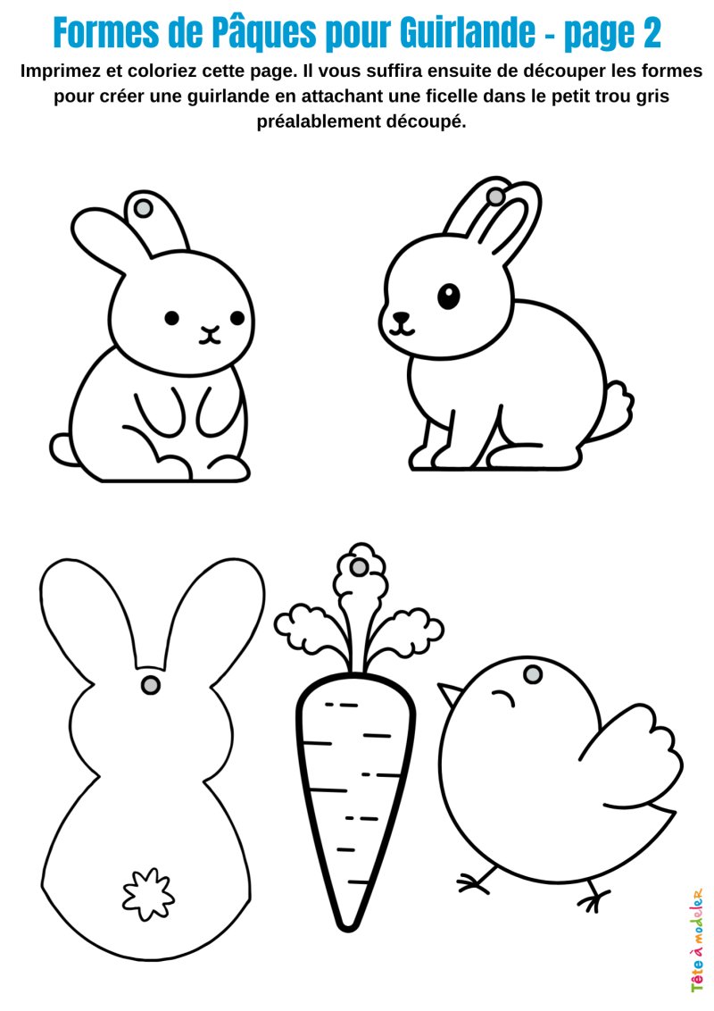 Verso de formes de Pâques à colorier