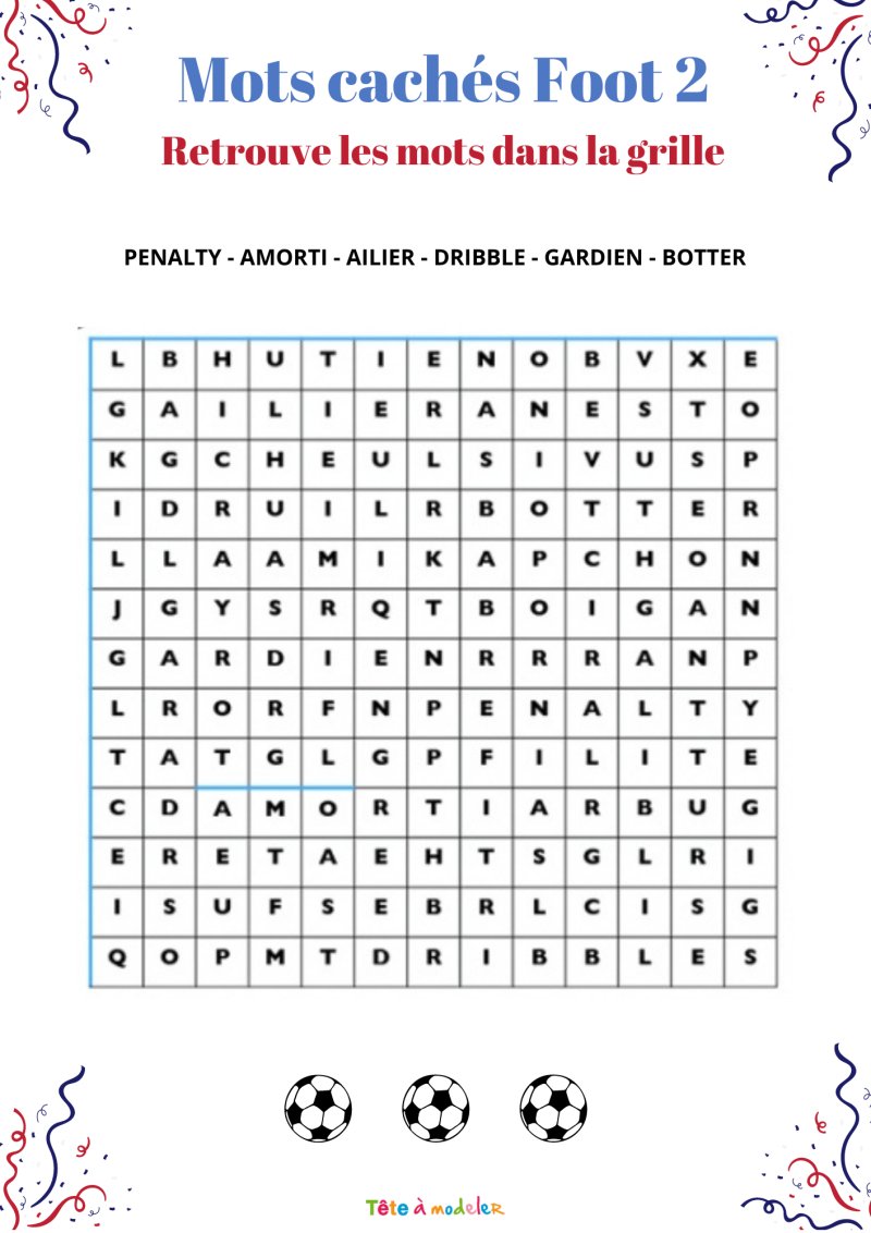 Vocabulaire foot : grille N°2