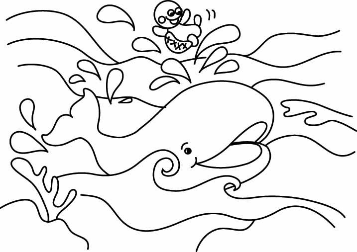 Coloriage d'une baleine qui joue