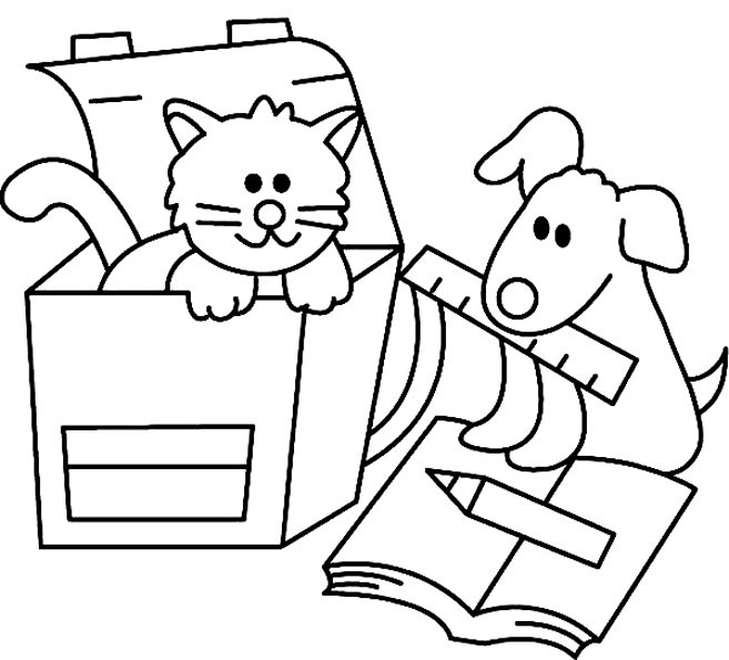 Chat et chien 01 - motif à imprimer