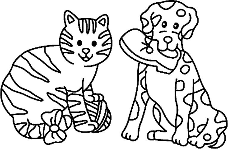 Chat et chien 02 - motif à imprimer