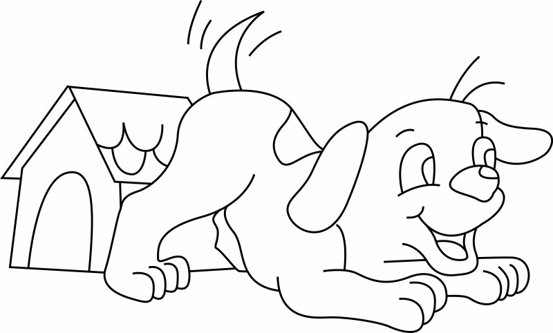 Coloriage dessin niche chien à colorier
