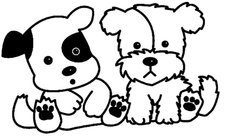 Coloriage chiots mignon à colorier