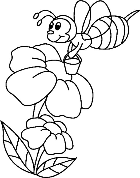 Fleurs et abeille 01 - motif à imprimer