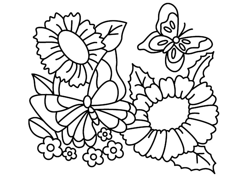 Fleurs et papillons 01 - motif à imprimer