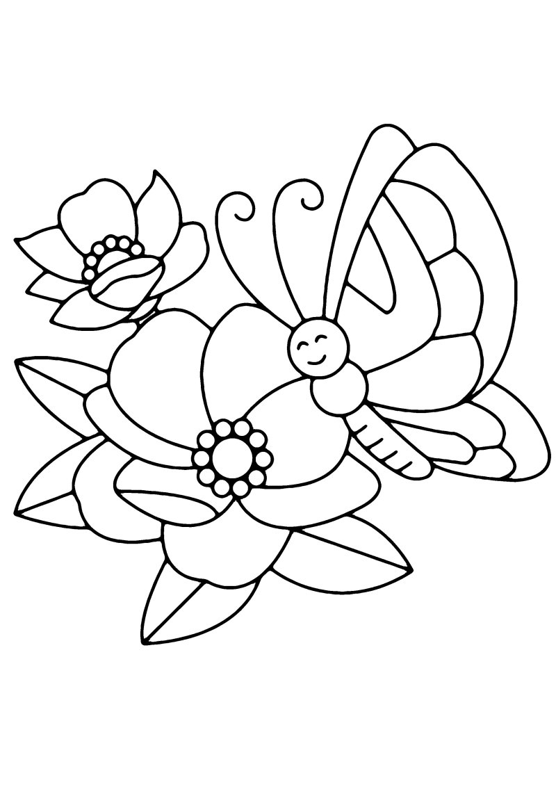 Fleurs et papillons 02 - motif à imprimer