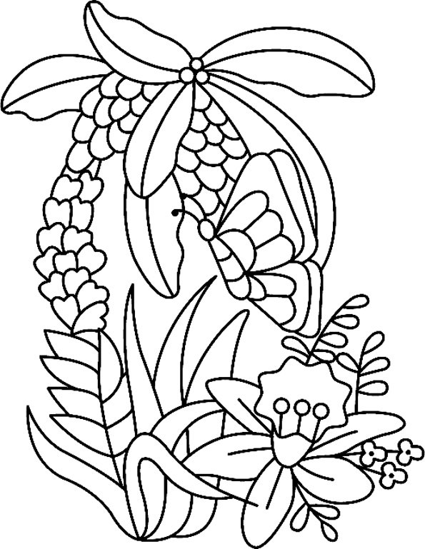 Fleurs et papillons 06 - motif à imprimer
