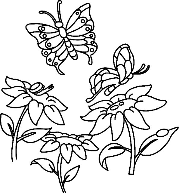 Fleurs et papillons 07 - motif à imprimer