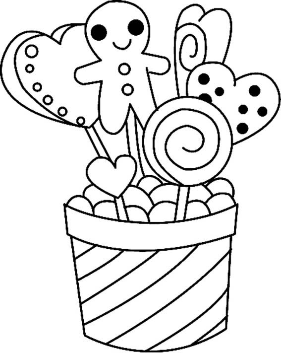 Coloriages de bonbons de Noël dans un pot