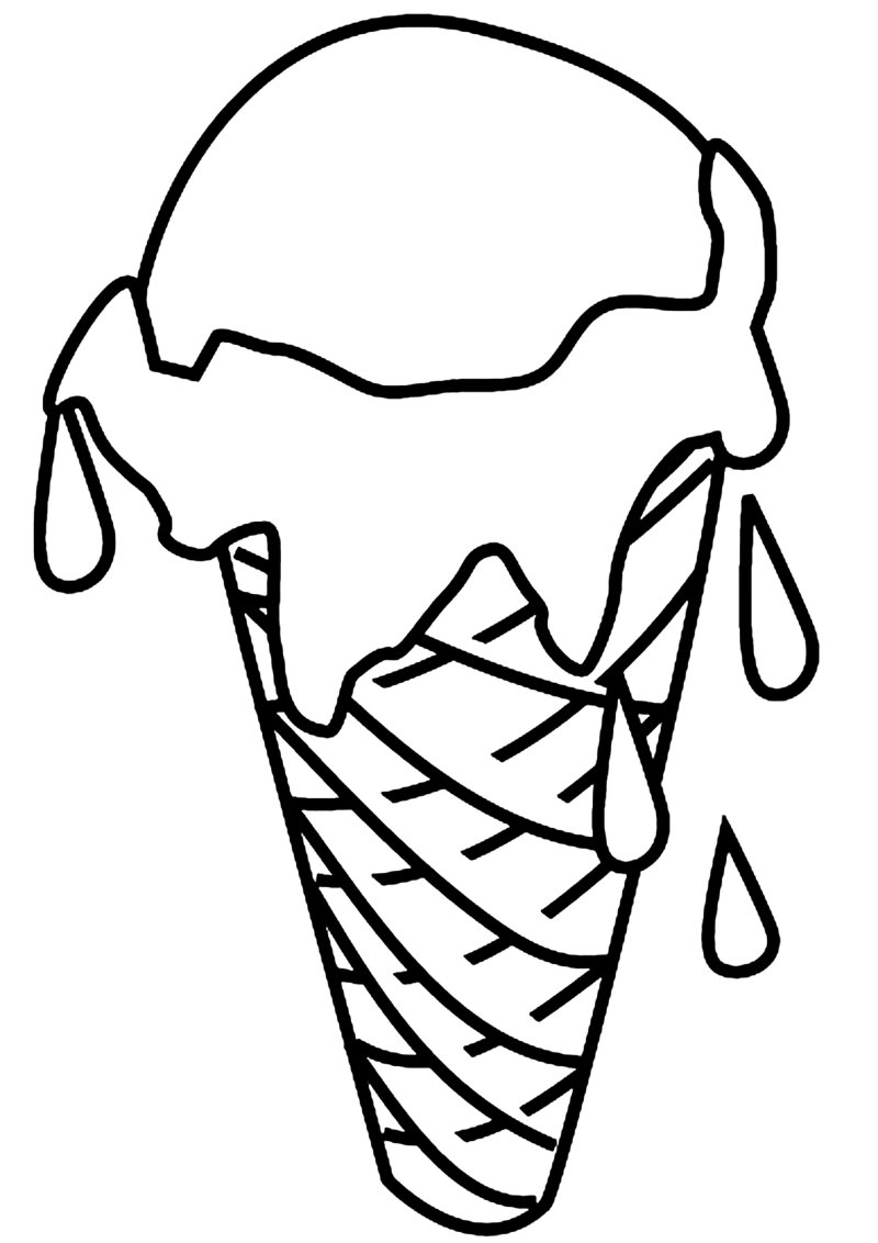 Coloriage d'un cornet qui fond
