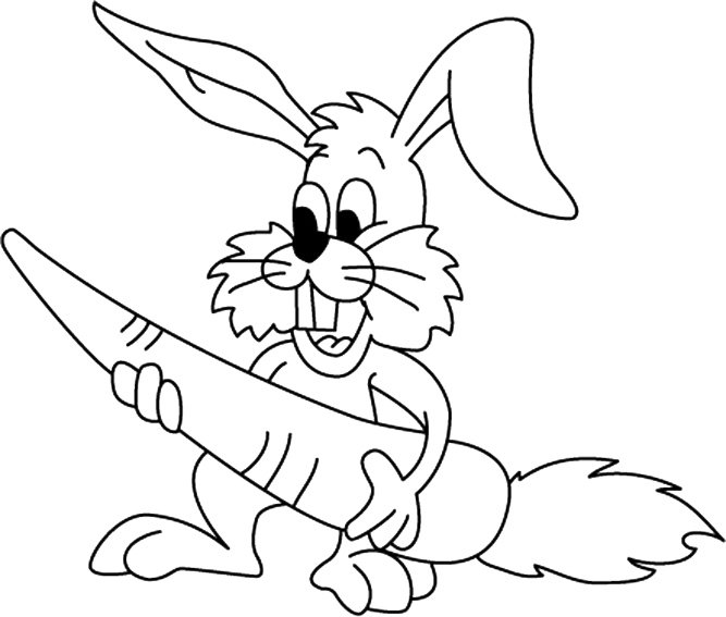 Dessin d'un lapin avec une carotte géante