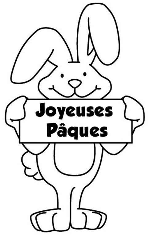 Dessin d'un lapin "Joyeuses Pâques"