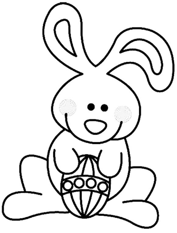 Dessin d'un lapin avec son oeuf de Pâques