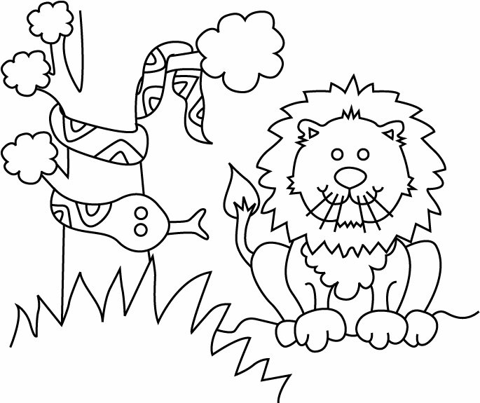 Lion et serpent 01 - motif à imprimer