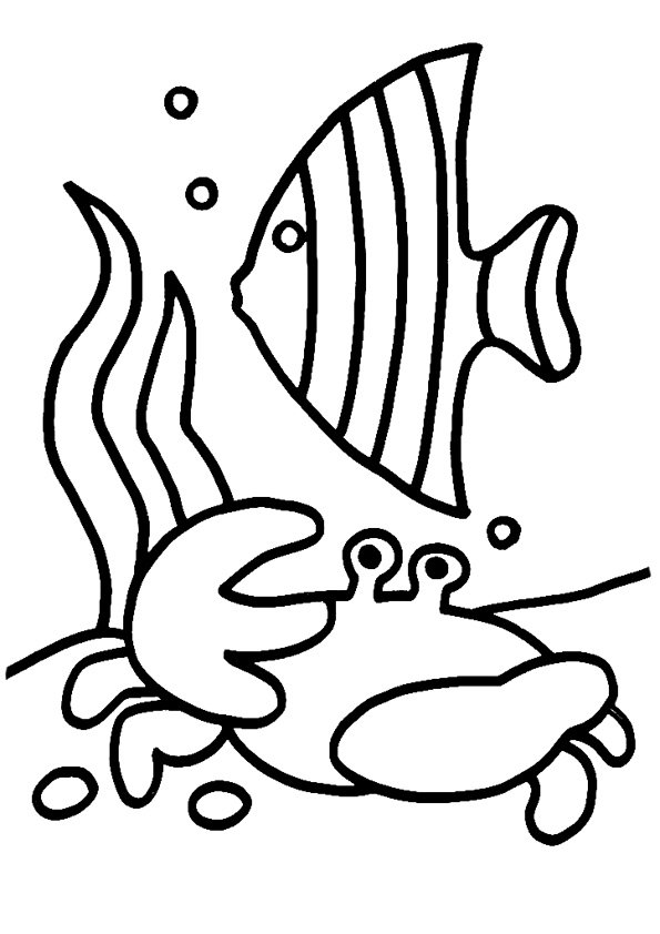 Poisson et crabe 01 - motif à imprimer