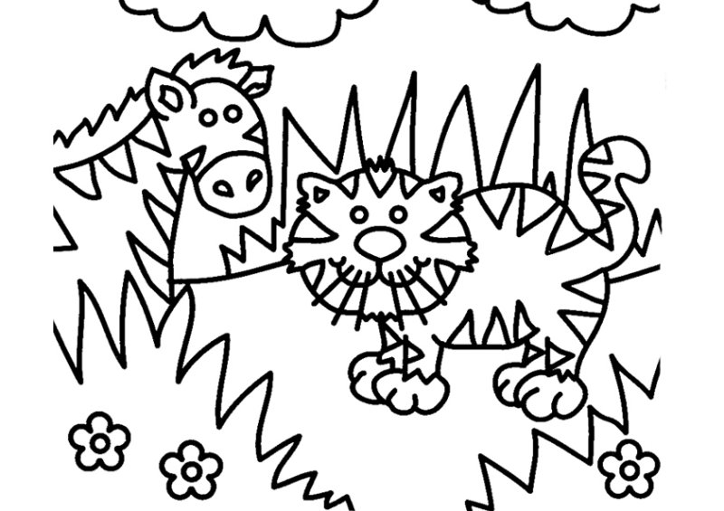 Zèbre et chat 01 - motif à imprimer
