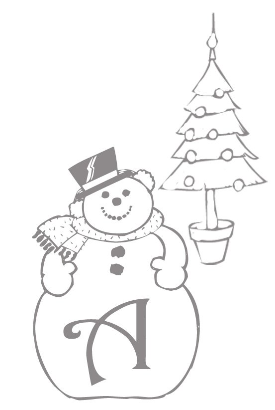 Coloriage alphabet bonhomme de neige : lettre "A"
