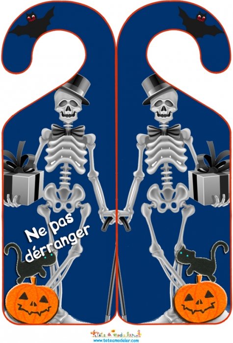 Accroche porte d'halloween : squelette d'Halloween