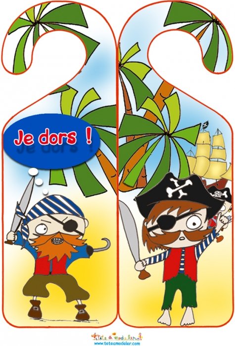 Accroche porte pirate "je dors"