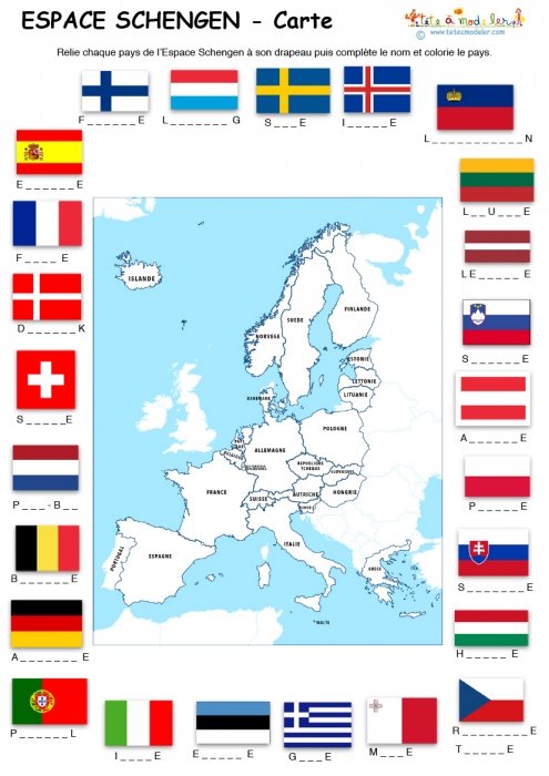 Carte de l'Espace Schengen - activité
