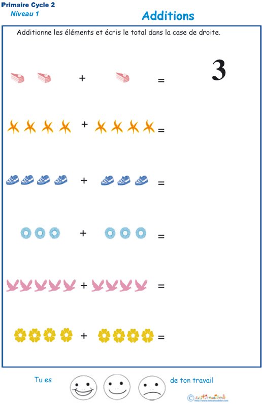  fiche d'additions visuelles  - exercice 4 
