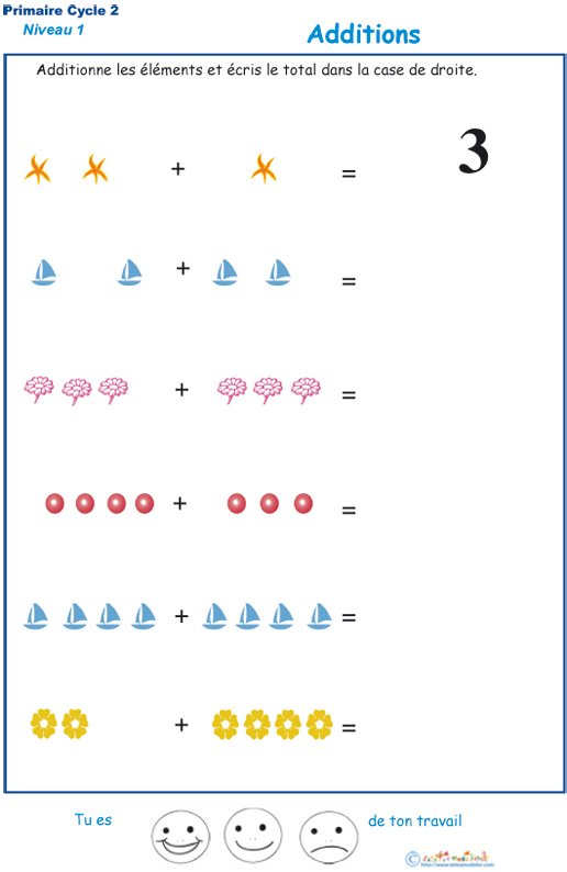 Imprimer la fiche d'additions visuelles  - exercice 5 
