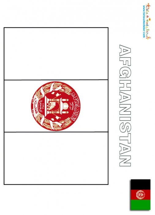drapeau afganistan à colorier