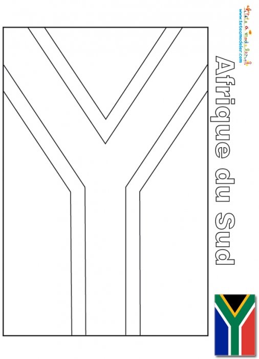 Drapeau de l'Afrique du Sud à colorier