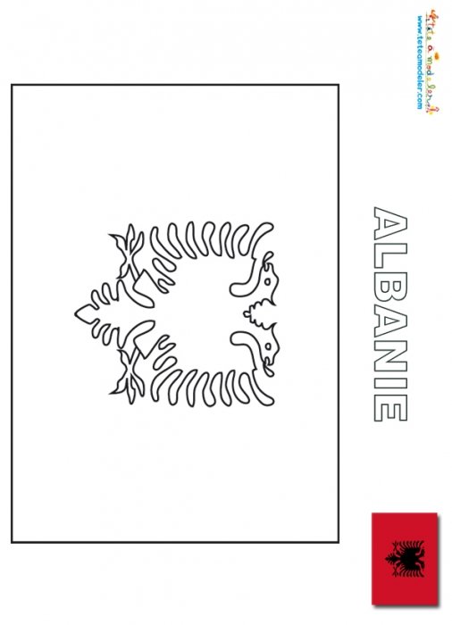Drapeau de l'Albanie à colorier