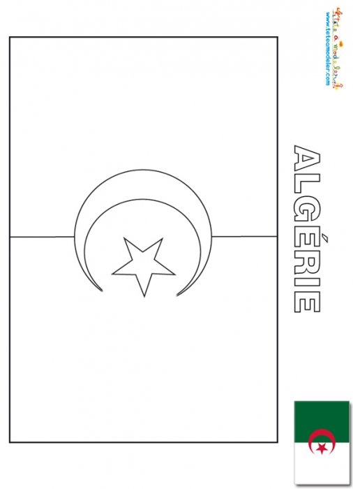 Drapeau Algérie à colorier
