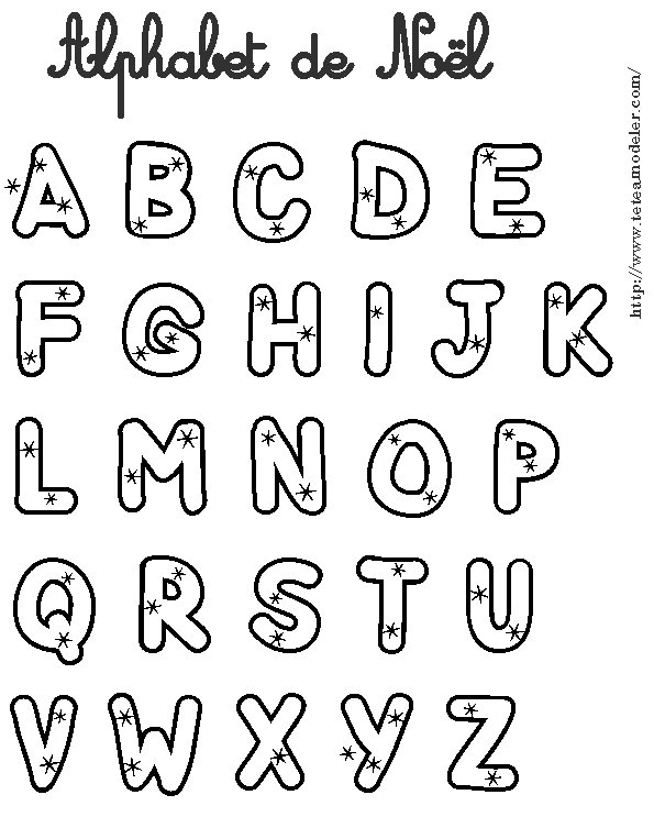 Alphabet de No&euml;l &eacute;toile &agrave; colorier
