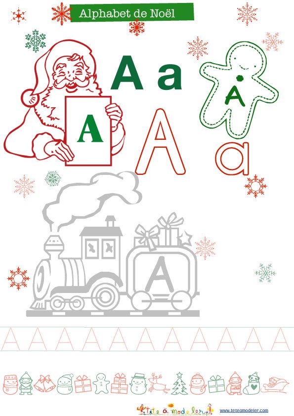 La lettre A de l'alphabet de No&agrave;&acute;l &agrave; colorier
