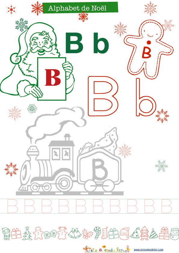 Le B de l'alphabet de No&agrave;&acute;l &agrave; colorier
