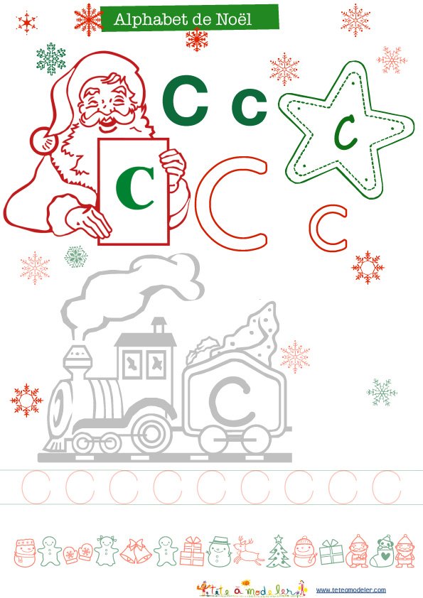 C de Alphabet de No&agrave;&acute;l &agrave; colorier
